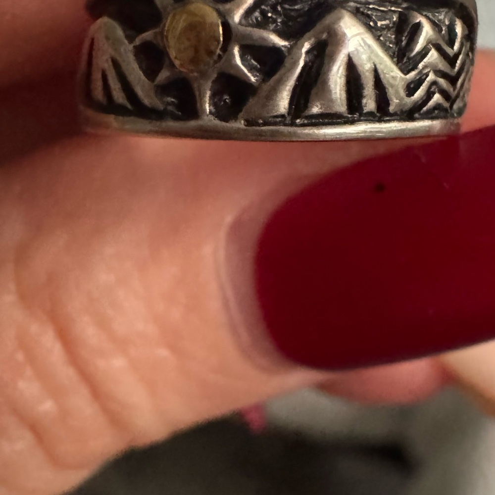 Sterling Silver Sun & Mountain Accent Ring with 18 k Gold Detail - Picture 2 of 12